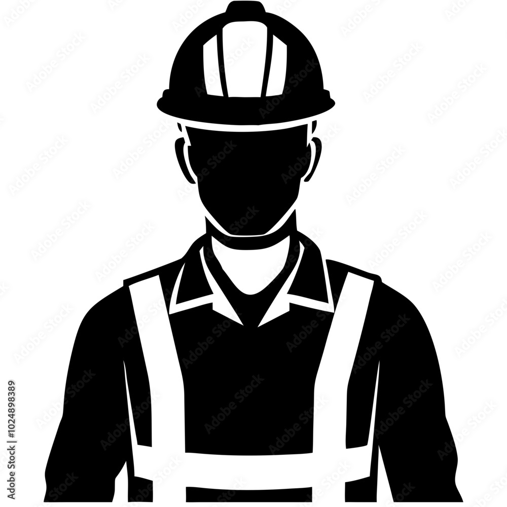Construction Worker Silhouette in Safety Gear Vector Illustration Construction Worker Silhouette in Safety Gear Vector Illustration