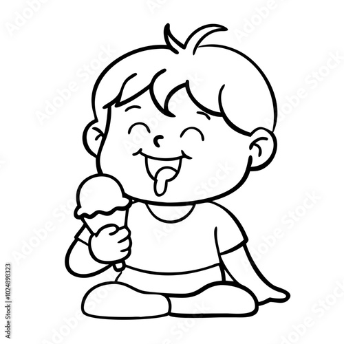  Happy Child Enjoying Ice Cream Vector Illustration Perfect for Kids Projects