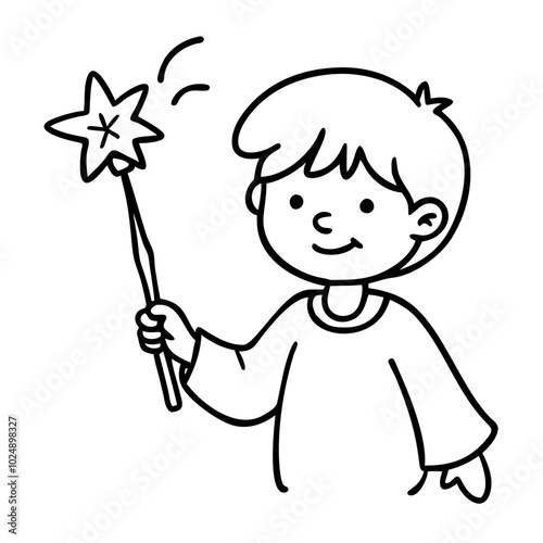  Child Holding Magic Wand Illustration for Fantasy and Imagination Concepts