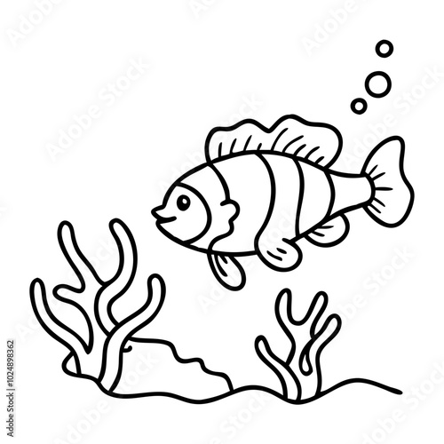  Vector Illustration of Clownfish Swimming Among Coral Reefs