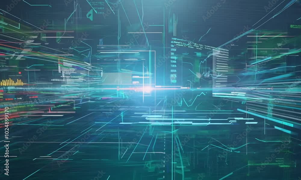 Abstract digital data flow and statistics on a dark background. Abstract digital data flow and statistics on a dark background.