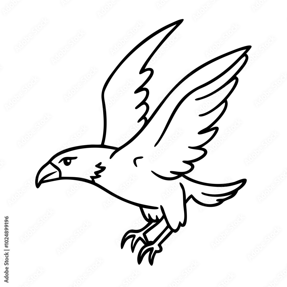 Obraz premium Majestic Eagle in Flight Line Art Vector Illustration
