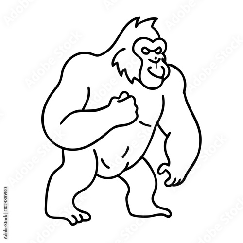  Gorilla Outline Vector Strong Animal Illustration for Educational and Creative Design