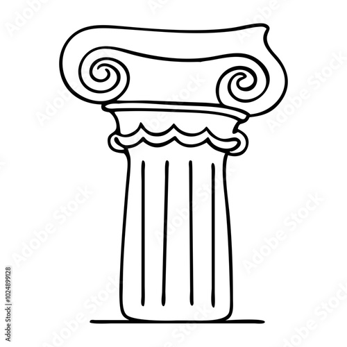  Ornate Greek Ionic Column Capital Vector Illustration for Architecture and Design