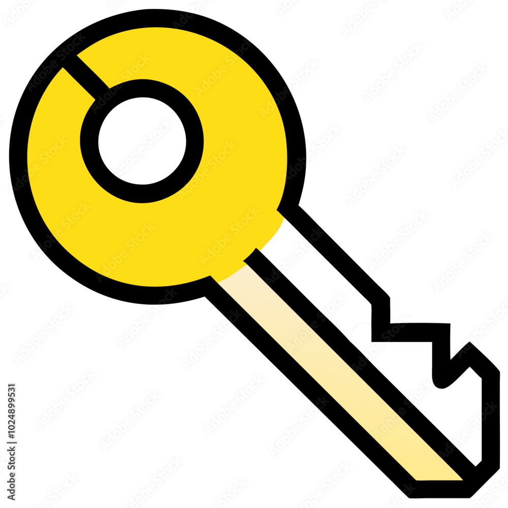 Bright Yellow Vector Key Illustration for Security and Access Representation Bright Yellow Vector Key Illustration for Security and Access Representation