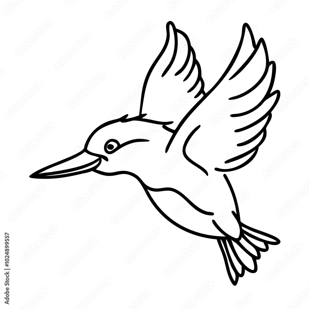 Obraz premium Vector Illustration of Kingfisher Bird in Flight Simple Artistic Design