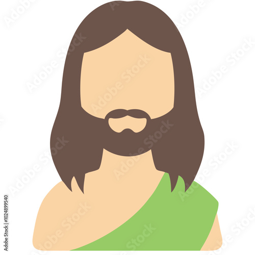 Jesus Figure Minimalist Vector Art with Green Robe