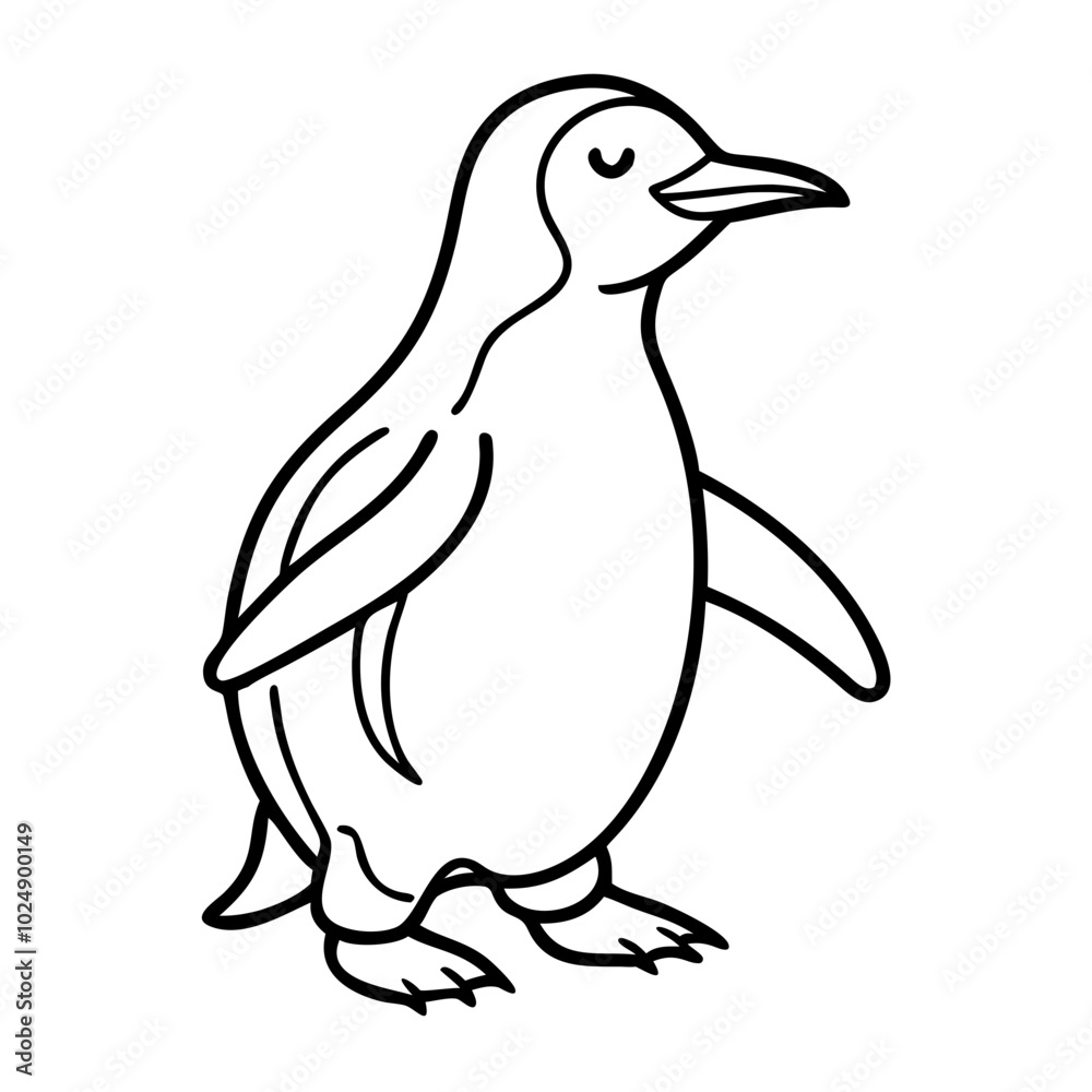 Naklejka premium Cute Penguin Line Art Vector for Educational and Creative Design Projects