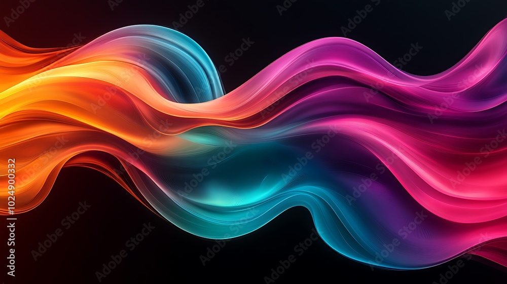 Abstract fluid lines flowing in a dynamic wave-like motion, vibrant colors like teal, magenta, and orange, smooth gradients blending seamlessly, curved shapes intertwining, Abstract fluid lines flowing in a dynamic wave-like motion, vibrant colors like teal, magenta, and orange, smooth gradients blending seamlessly, curved shapes intertwining,