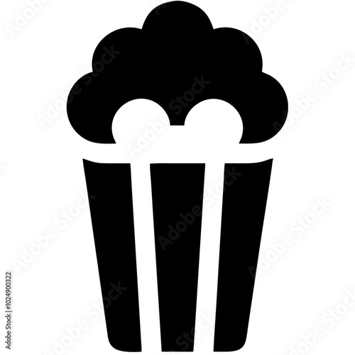  Popcorn Silhouette Symbolizing Movie Entertainment Snacks Isolated Vector