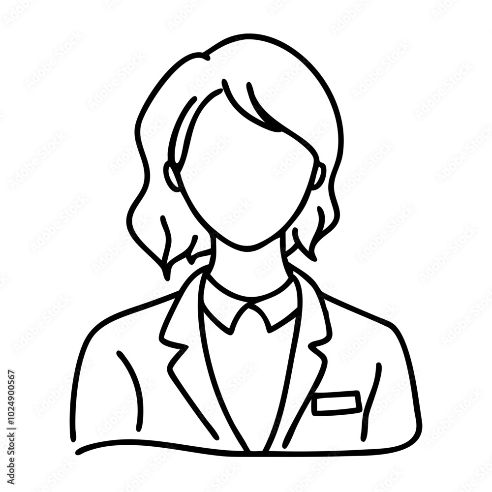Minimalist Woman Portrait Outline Business Attire Vector Illustration Minimalist Woman Portrait Outline Business Attire Vector Illustration
