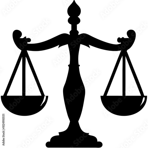  Vector Silhouette of Justice Scales Symbolizing Law and Balance