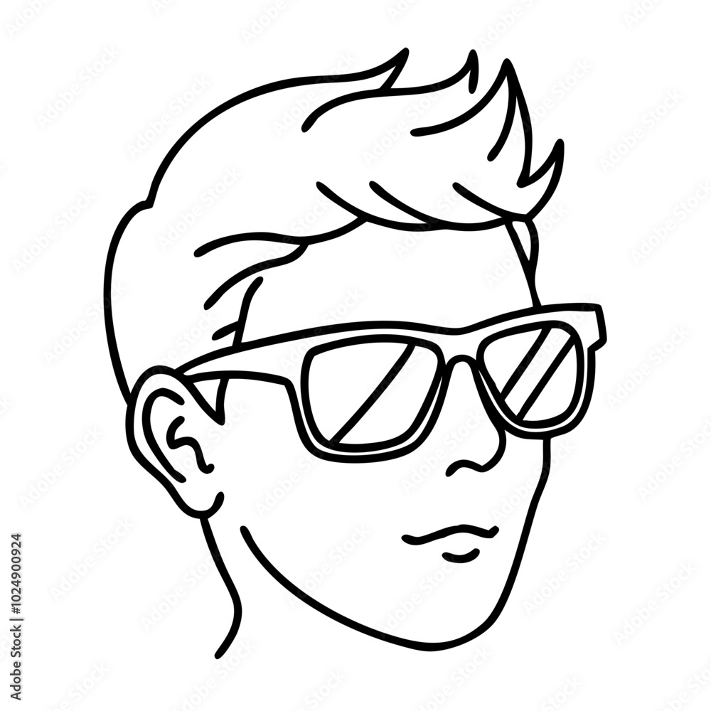 Stylish Male Face Outline with Sunglasses Vector Illustration Stylish Male Face Outline with Sunglasses Vector Illustration