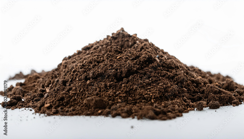 Heap of fresh brown soil isolated on white background. Heap of fresh brown soil isolated on white background.
