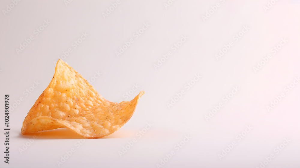 Single Nacho Chip on a Flat White Background | Perfect for Snack and Culinary Concepts Single Nacho Chip on a Flat White Background | Perfect for Snack and Culinary Concepts