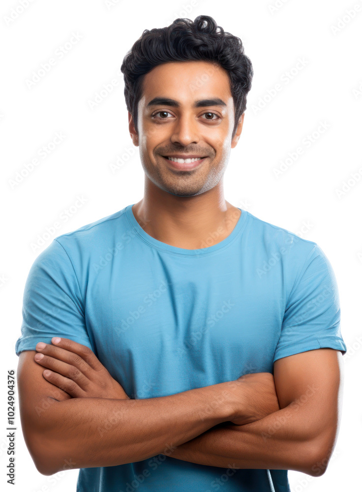 Obraz premium PNG Smiling handsome young indian man portrait standing smiling.