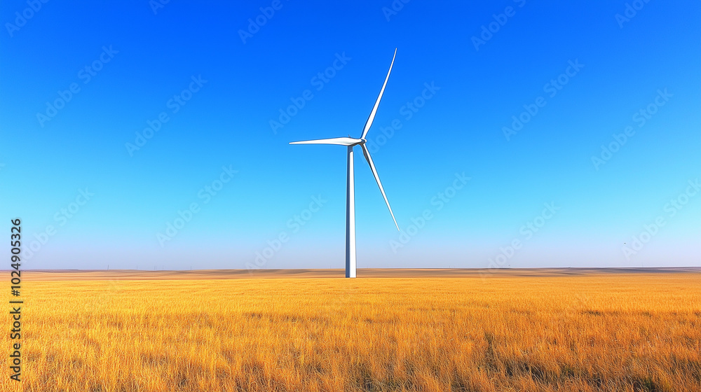 Minimalist Outdoor Scene with Wind Turbine, generative ai Minimalist Outdoor Scene with Wind Turbine, generative ai