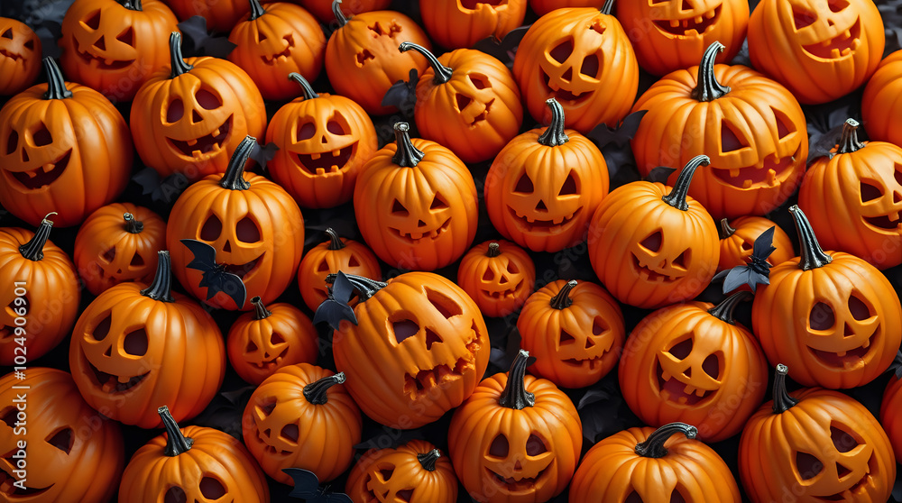 Halloween pumpkin on a dark background with a spooky carved face, symbolizing autumn celebrations and the fun of October Halloween pumpkin on a dark background with a spooky carved face, symbolizing autumn celebrations and the fun of October