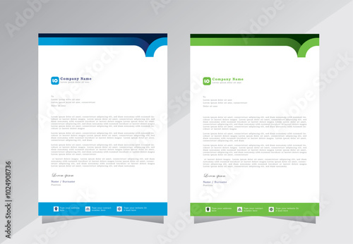 Colorful business letterhead template design. creative letterhead template design with blue and green color. A4 letterhead template design. modern letterhead design template. Vector eps 10