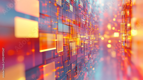 Wallpaper Mural Colorful digital blocks creating a shimmering abstract background in a futuristic setting Torontodigital.ca