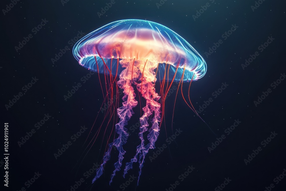 Graceful Jellyfish Moving Through Dark Waters Graceful Jellyfish Moving Through Dark Waters