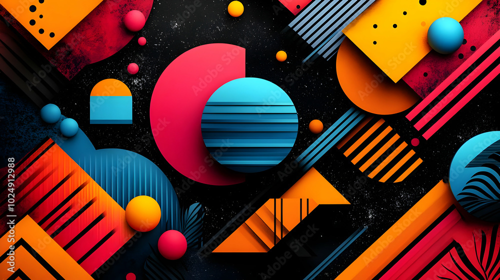 Abstract geometric design with vibrant colors and shapes. Abstract geometric design with vibrant colors and shapes.