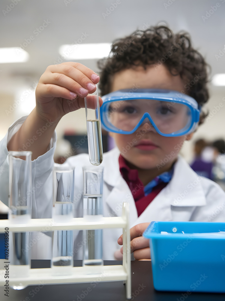 Un niño lindo en una clase de ciencias en un laboratorio
Un niño lindo en una clase de ciencias en un laboratorio