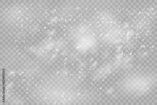 Christmas snowflakes on a transparent background. Snow flakes, snow background. Heavy snowfall, snowflakes in different shapes and forms.