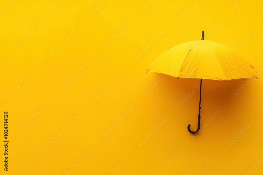 Vibrant Yellow Umbrella Against Bright Background