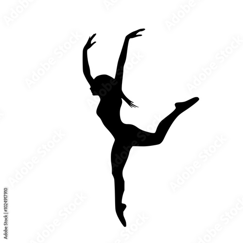 "Ballet Dancer in Classic Pose Black and White Vector"


