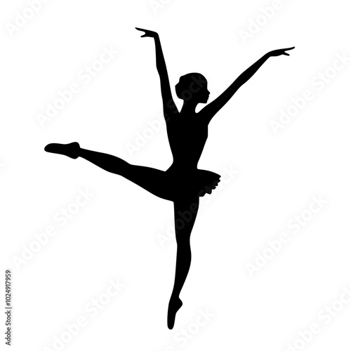 "Ballet Dancer in Classic Pose Black and White Vector"

