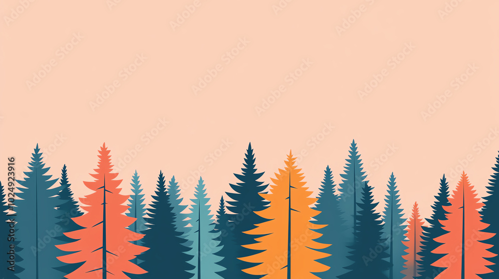 A vibrant scene featuring a diverse forest with colorful trees against a warm pastel background, highlighting nature's beauty and tranquility. A vibrant scene featuring a diverse forest with colorful trees against a warm pastel background, highlighting nature's beauty and tranquility.
