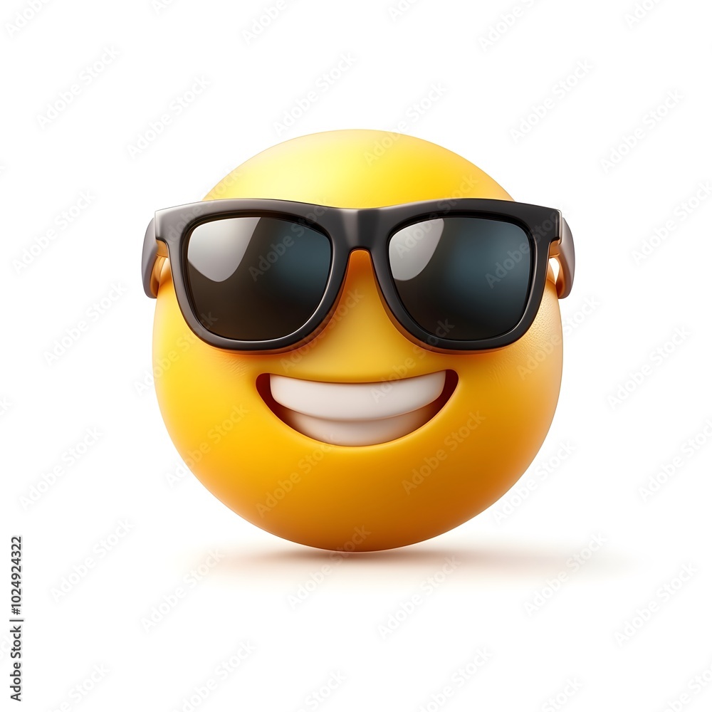 A cool emoji with sunglasses and a confident grin A cool emoji with sunglasses and a confident grin