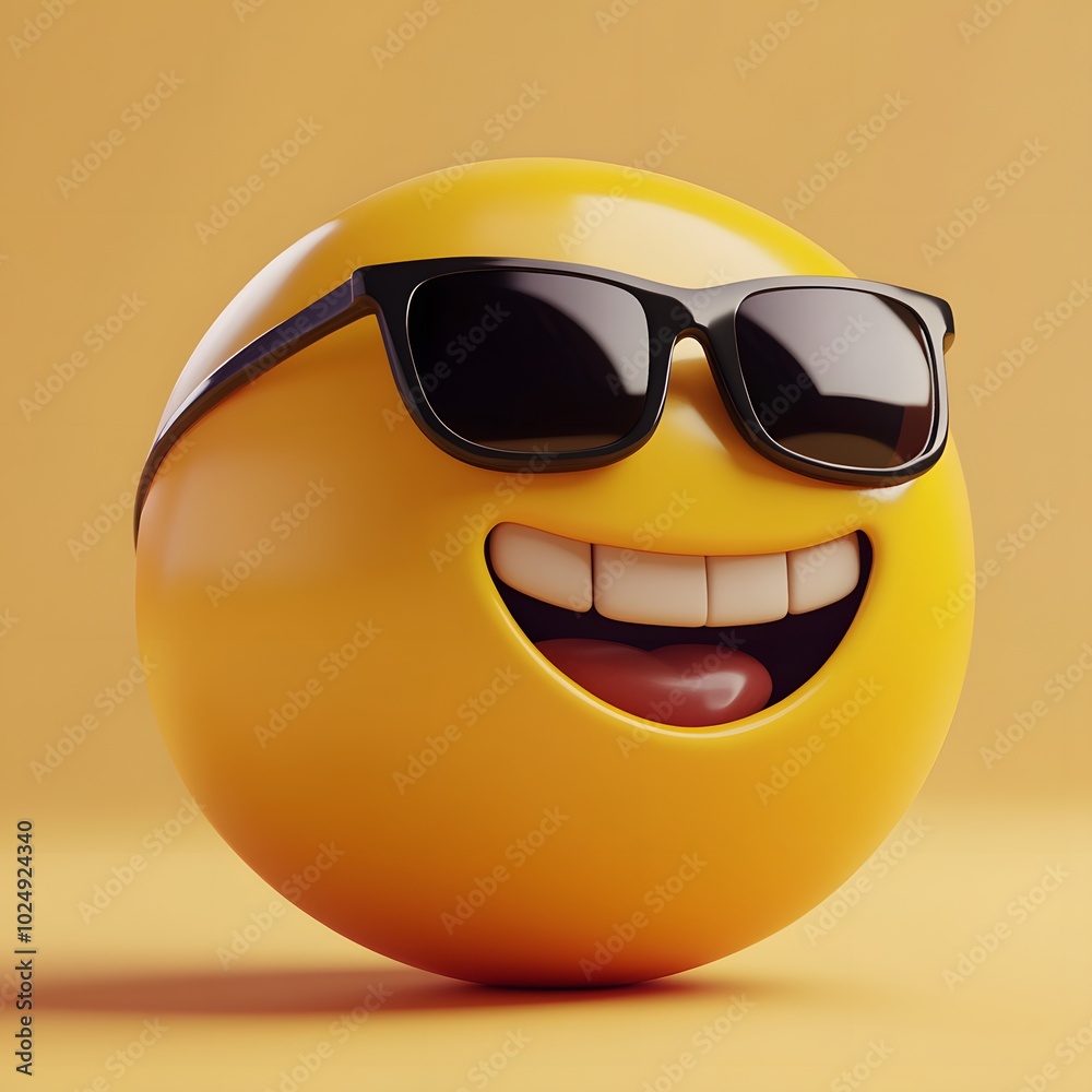 A cool emoji with sunglasses and a confident grin A cool emoji with sunglasses and a confident grin