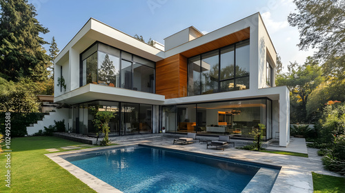 Wallpaper Mural modern house with swimming pool Torontodigital.ca