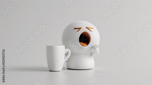 Yawning Figure and a Cup: A Still Life Depicting Tiredness