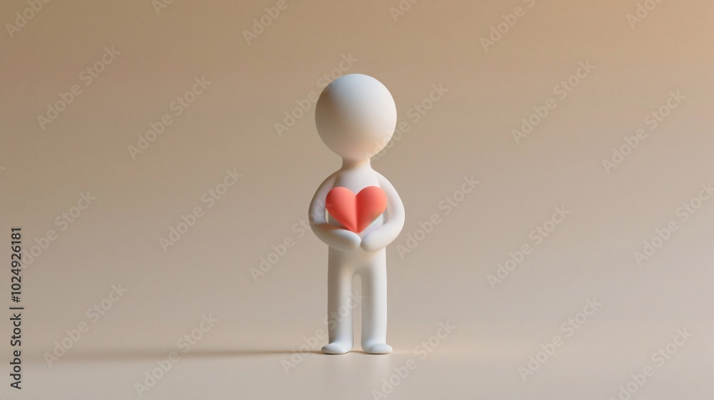 Symbol of Love: A Minimalist 3D Illustration of Human Emotion Symbol of Love: A Minimalist 3D Illustration of Human Emotion