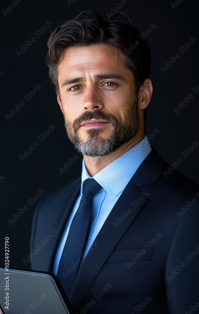 Confident businessman with beard and suit Confident businessman with beard and suit