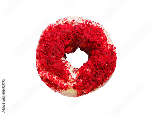 Red velvet doughnut with sugar-coated with clipping path
 photo