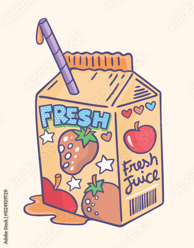 Casual style illustration of a juice box. Editable art for decoration, t-shirt prints, etc.