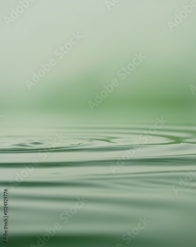 Serene Water Surface with Soft Green Background. photo