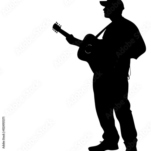 "Silhouette of Man in Suit Playing Electric Guitar"

