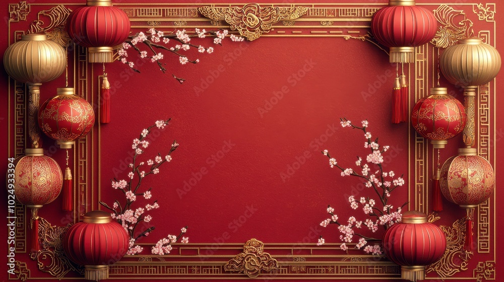Festive Red and Gold Chinese New Year Decorations Festive Red and Gold Chinese New Year Decorations