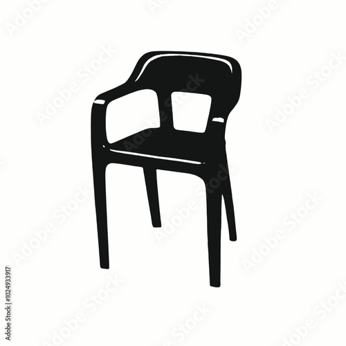A black plastic garden chair, vector silhouette