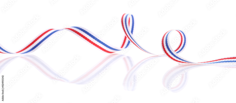 Fototapeta premium Ribbon in colors of Netherlands flag isolated on white