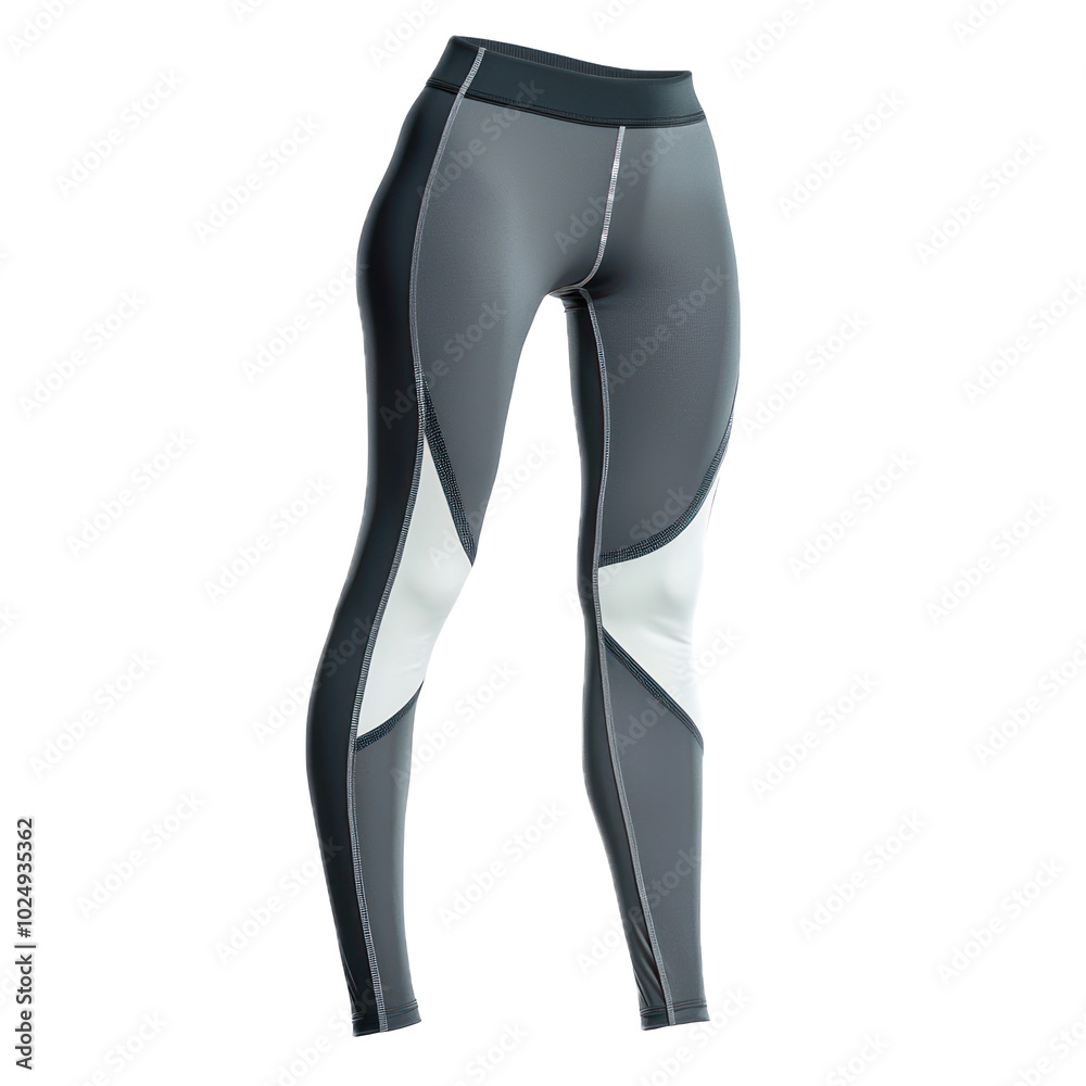 Stretchy track leggings with moisture-wicking fabric, ideal for sports or fitness activities. isolated on transparency background