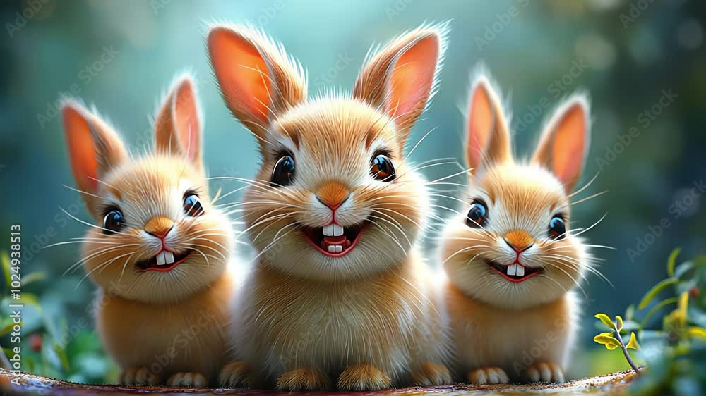 Adorable cute happy bunny. Created with Generative AI.