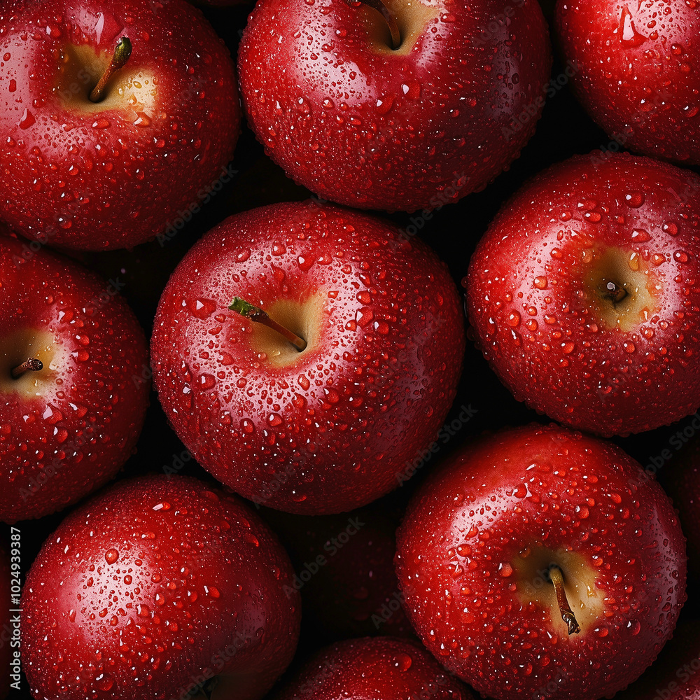 Shiny Red Apples with Water Droplets – Fresh and Juicy Fruit Close-up Shiny Red Apples with Water Droplets – Fresh and Juicy Fruit Close-up