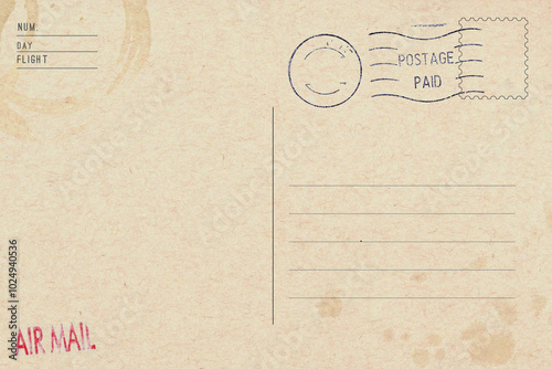 Fototapeta Naklejka Na Ścianę i Meble -  Blank of the old postcard with space for text