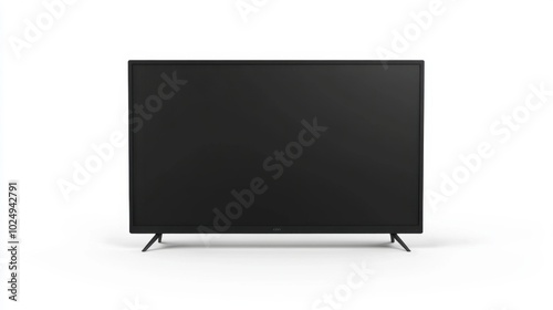 A black LED TV screen with no display, isolated on a clean white background, ideal for tech or home decor concepts